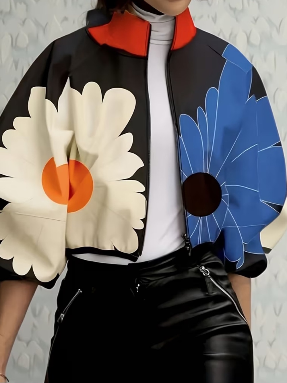 Autumn Winter New Women'S Fashion Temperament Floral Print Short Jacket